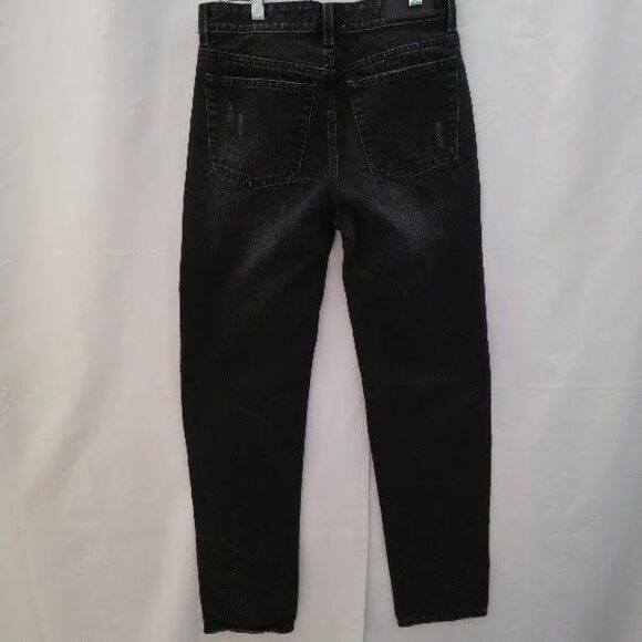 ZGY Rebound Free People Jeans Distressed Black Midrise Relaxed Barrel Leg Sz28 - Picture 5 of 13